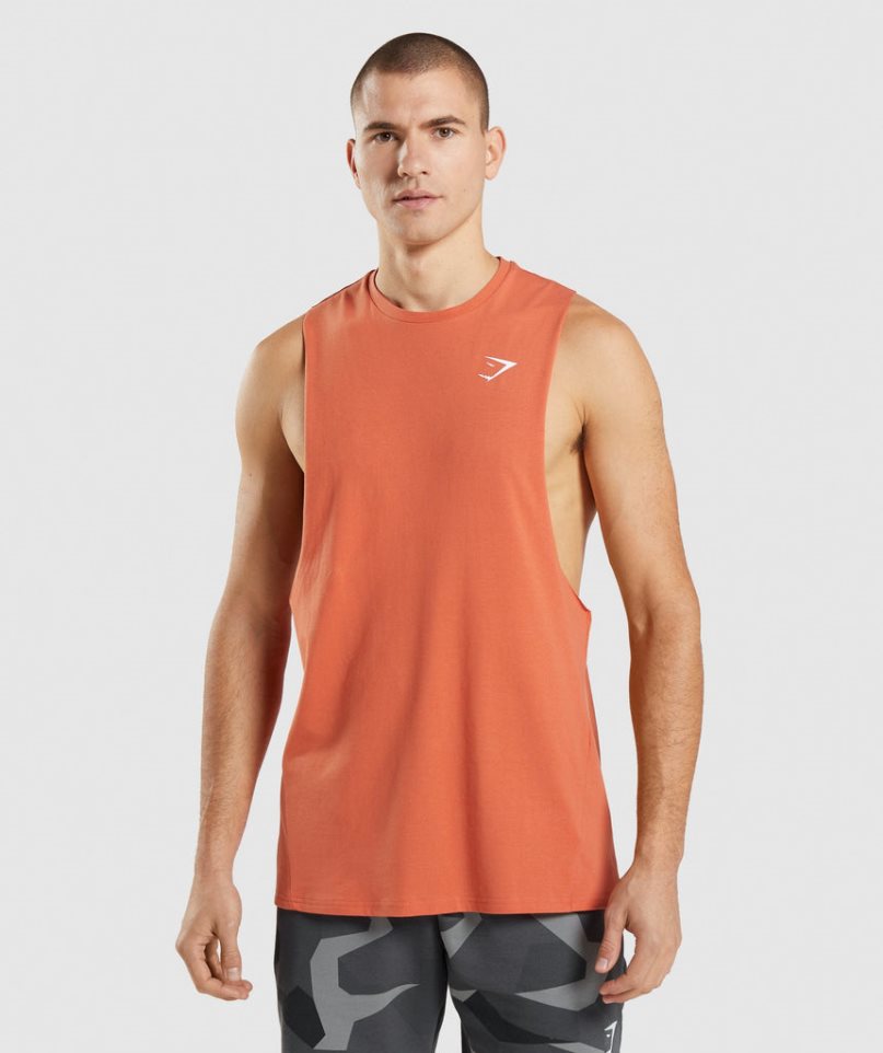 Men\'s Gymshark Critical Drop Arm Tanks Orange | CA N13A87